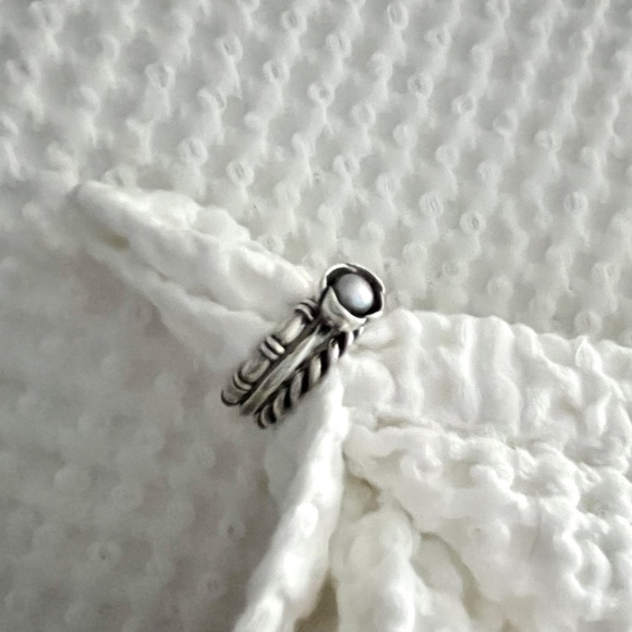 Pandora Sterling Silver and Grey Pearl 3 Ring Set Size 8 - Picture 12 of 16